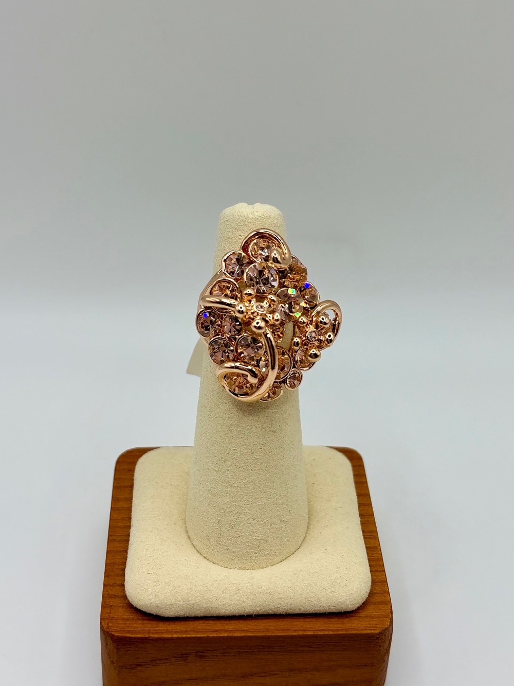 Camille Lucie Floral Rose Gold CZ Stone Statement Ring